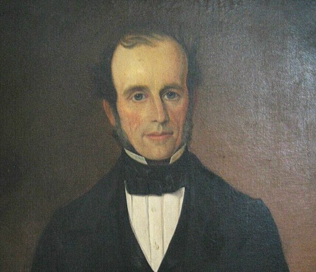 Painting of James Rosamond Sr in a dark suit